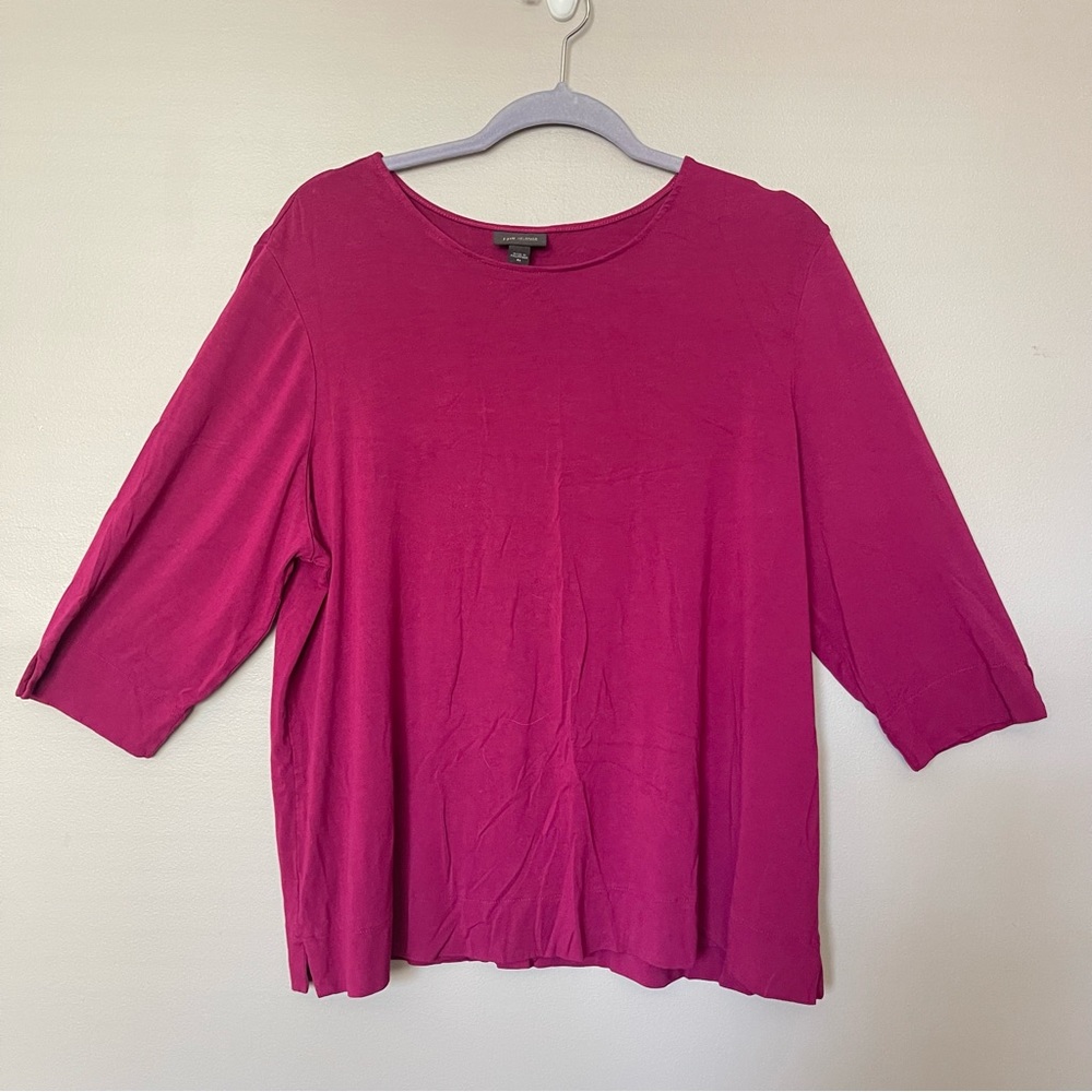 j.jill Women's Sz XL Pink Stretch Boat Neck Raglan Sleeve Solid Casual Top Shirt